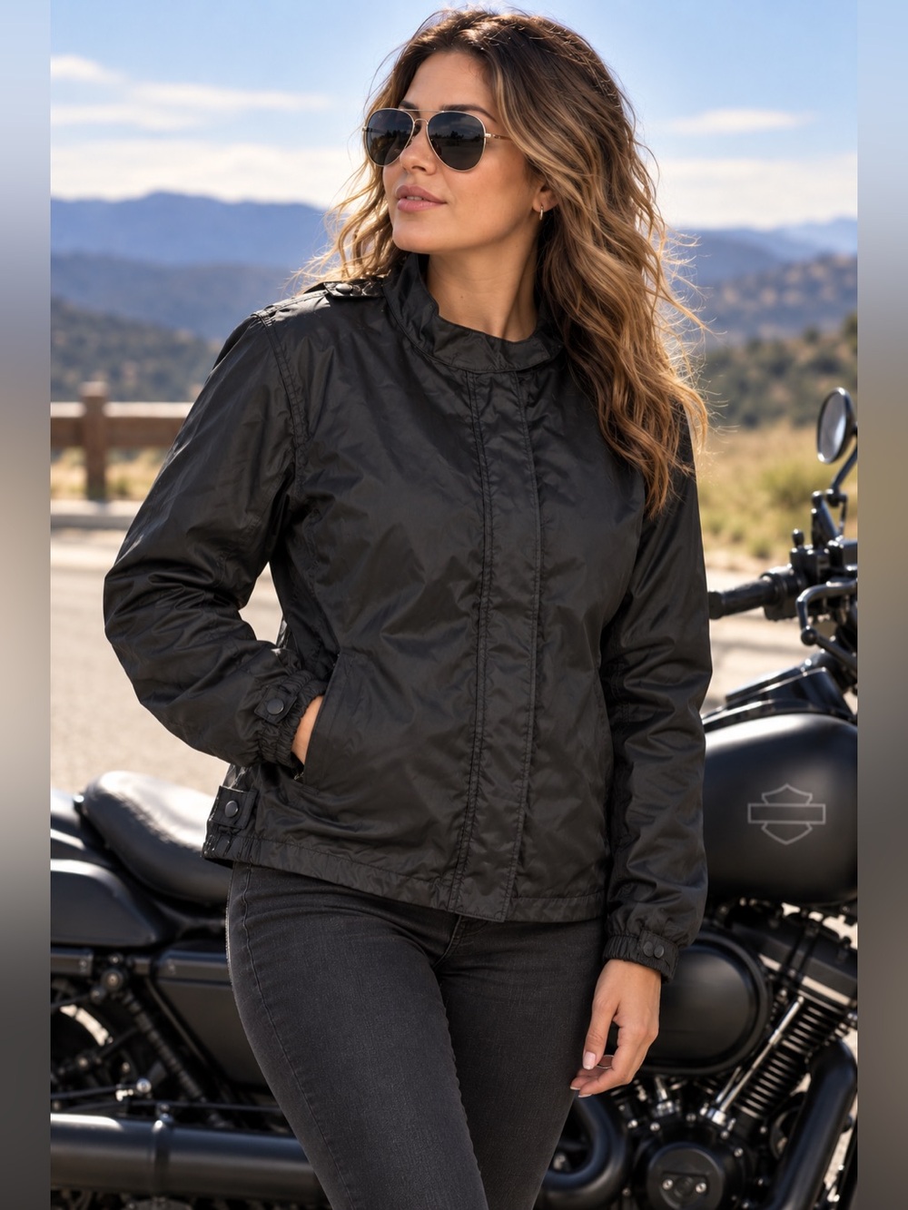 Harley-Davidson Women’s 3W Black Lightweight Motorcycle Riding Jacket.